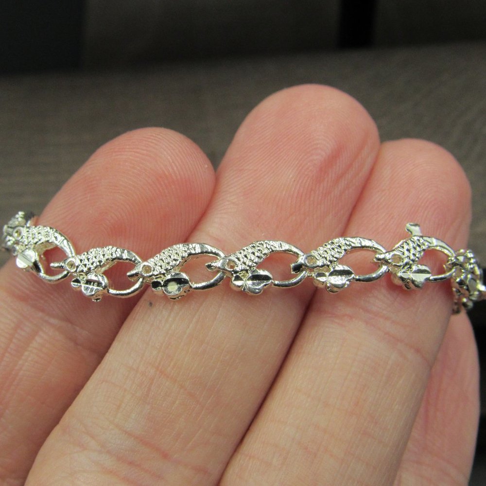 8" Sterling Silver Unknown Pattern Chain Bracelet… - image 1